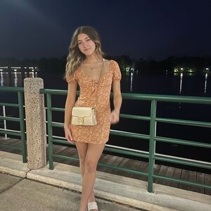 Orange Floral Mini Dress